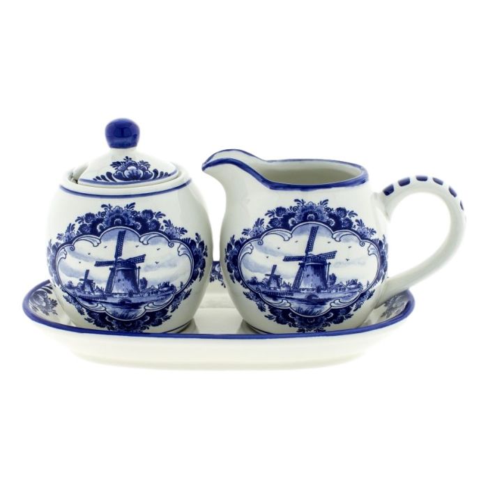 Suiker en Roomset Molen Delftsblauw