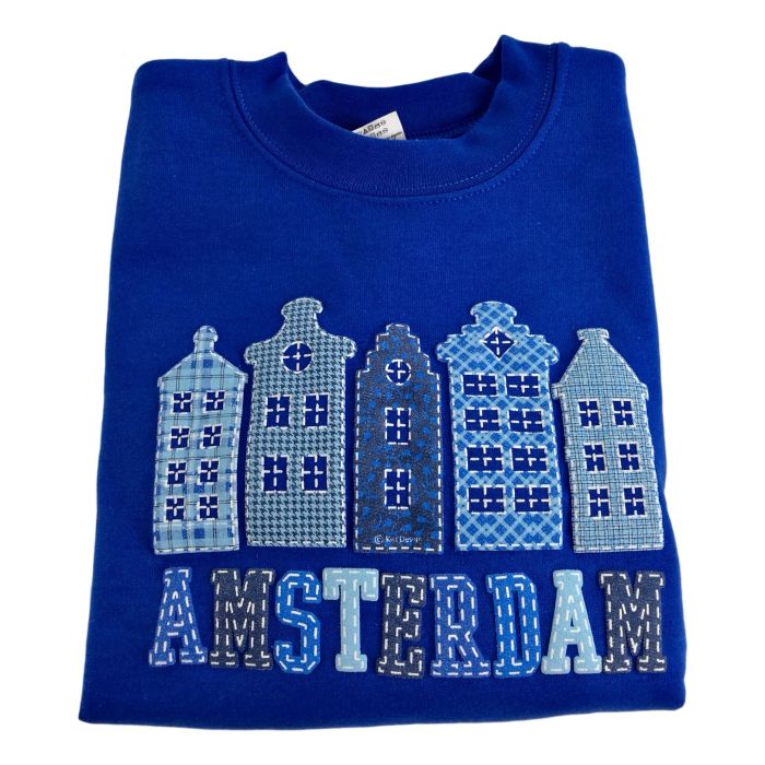 Sweater Amsterdamse Grachtenhuisjes Kinderen, Blauw