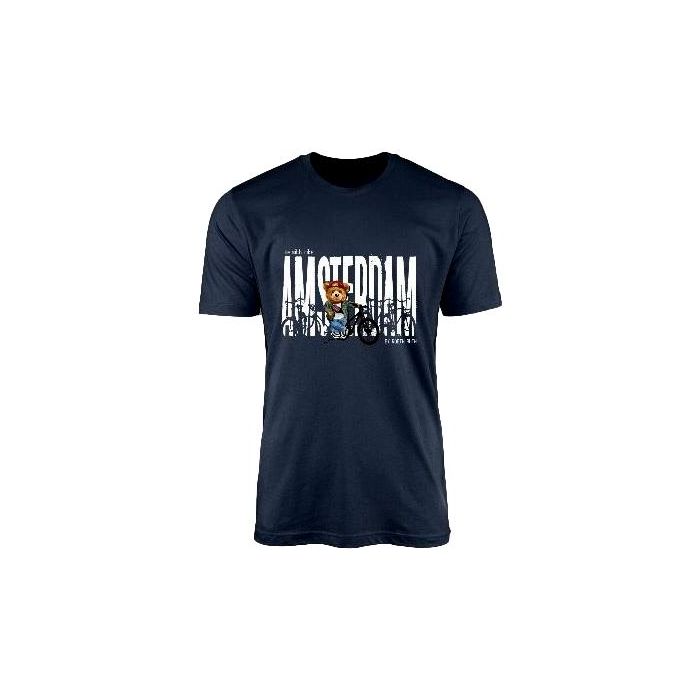 Unisex T-Shirt Me With Bike Amsterdam Navy
