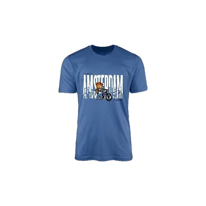 Unisex T-Shirt Me With Bike Amsterdam Blauw