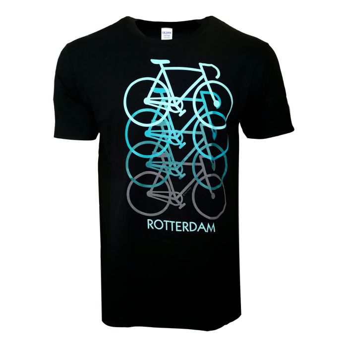 T-Shirt Neon Bikes Rotterdam Black