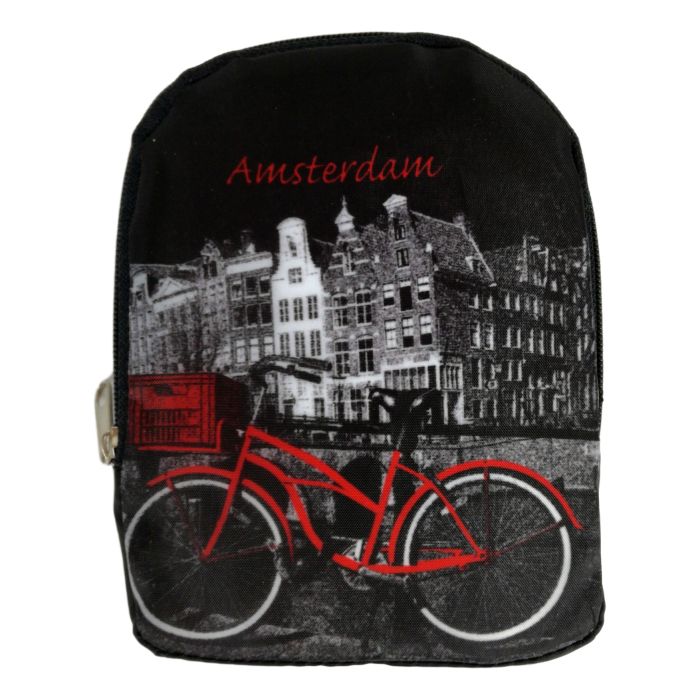 Uitvouwbare tas "Rode Fiets Amsterdam" in zakje