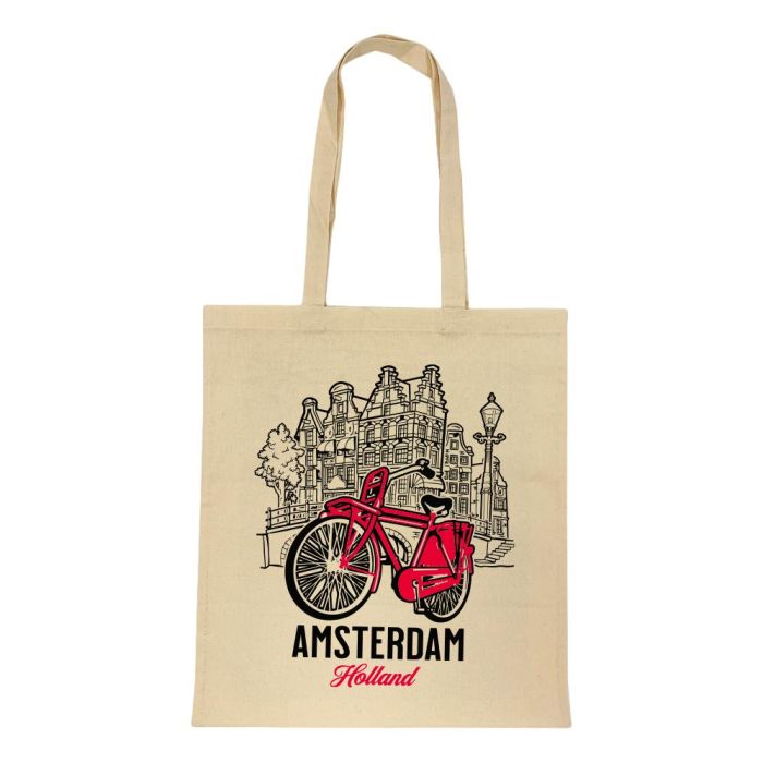 Katoenen Tas "Amsterdam Fiets Rood"