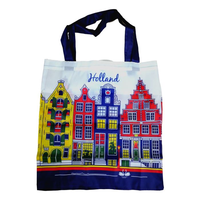 Uitvouwbare tas "Grachtenhuizen Kleur" in zakje