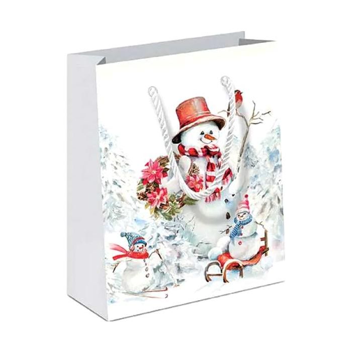 Luxe Cadeautas Sportieve Sneeuwman - Wit