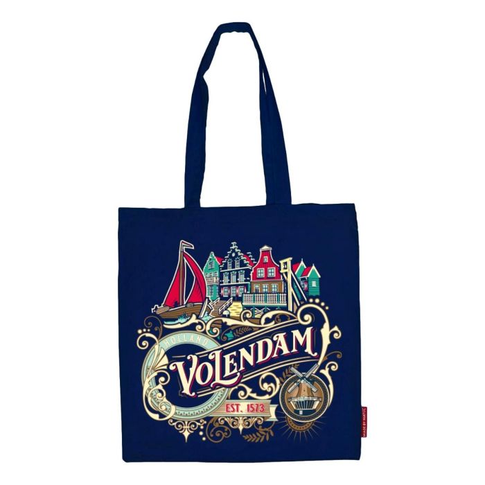 Katoenen Tas "Volendam Ornaments - Blauw"
