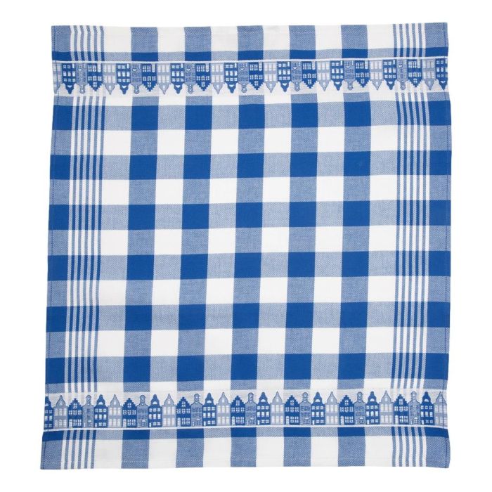 Theedoek "Grachtenpanden Blauw"