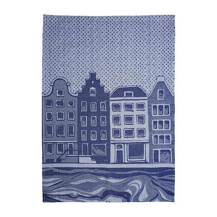 Tea towel Delft Blue houses