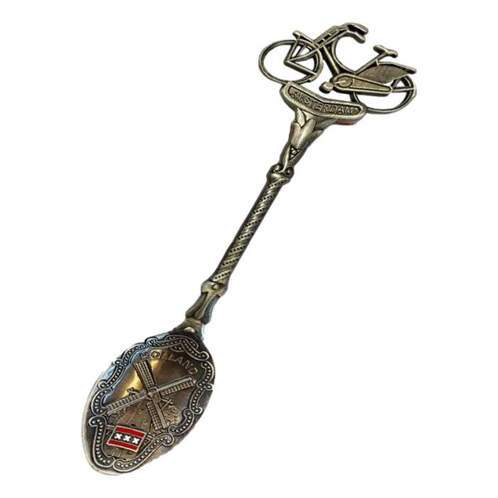 Spoon Amsterdam with bicycle - pewter