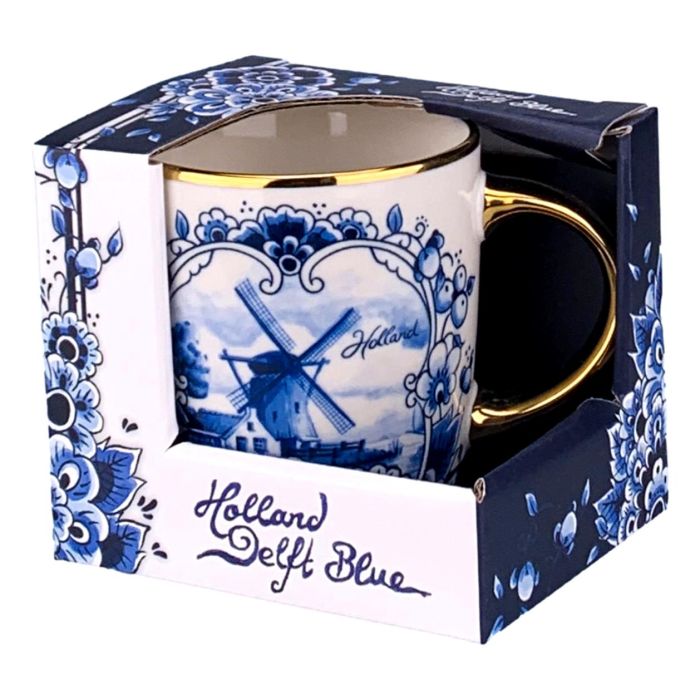 Theemok "Windmolen - Goud" Delfts Blauw