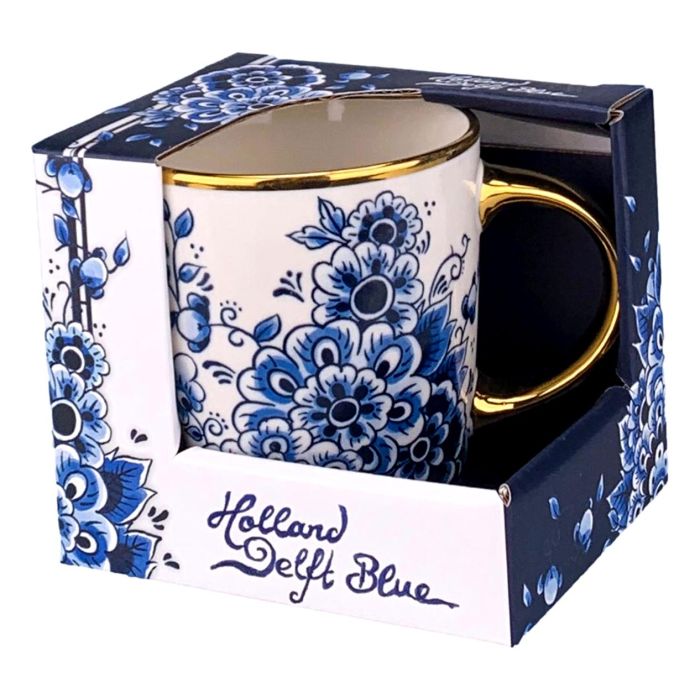 Tea mug "Flowers - Gold" Delft Blue