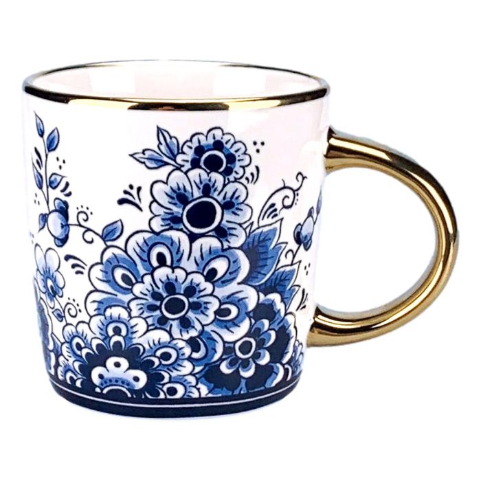 Tea mug "Flowers - Gold" Delft Blue