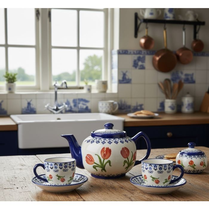 Melk en Suiker set Oranje Tulp - 2-delig - Keramiek