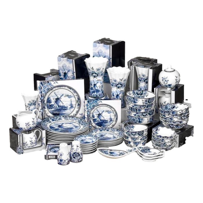 Vase - Delft Blue Motif with Windmill, 18 cm