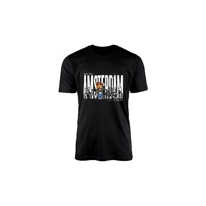 Unisex T-Shirt Me With Bike Amsterdam Zwart