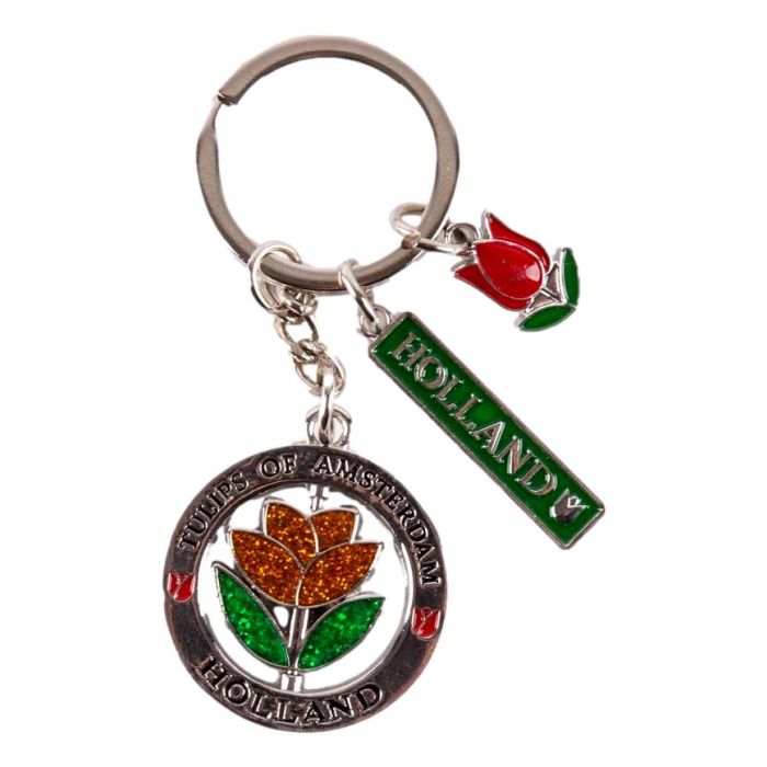 Keyring spinner Glitter Amsterdam - Tulip
