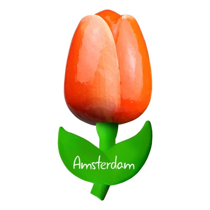 Tulip Magnet "Orange White", Amsterdam, 10 cm