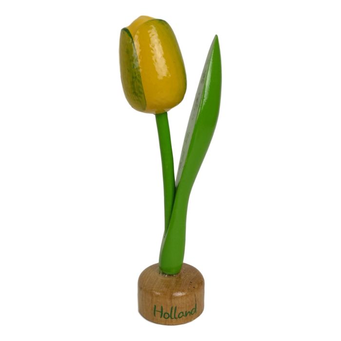 Tulp op houten voet, Geel  /Groen