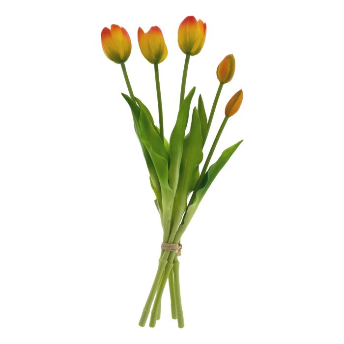 Tulips Artificial Flower Bouquet 5 pieces, 'Orange' 39 cm