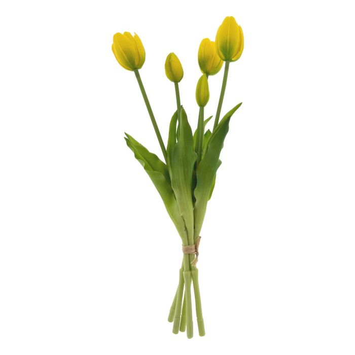 Tulpen Kunstbloem Boeket 5 stuks, 'Geel' 39 cm
