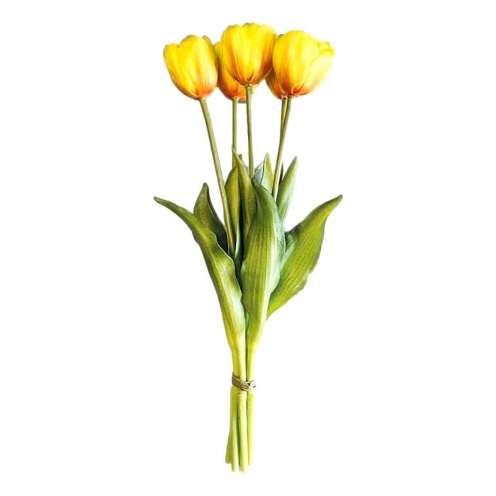 Bouquet of 5 Yellow Double-Petal Tulips - 40 cm