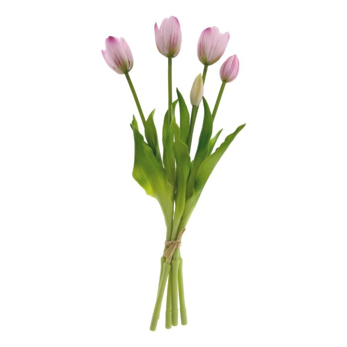 Tulips Artificial Flower Bouquet 5 pieces, 'Pink' 39 cm