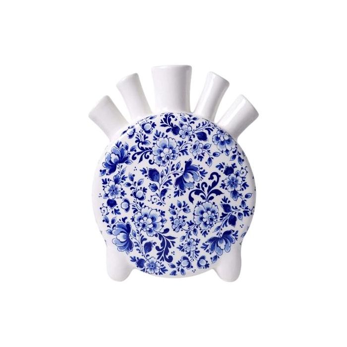 Tulip vase Delft blue round, 20 cm