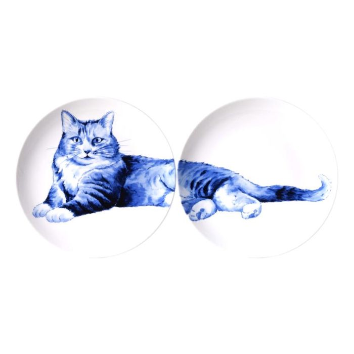 Relaxing Cat Diptych Wall Plate