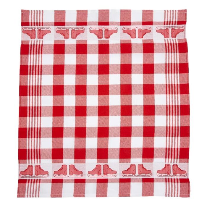 Tea towel Skating with Red Squeares