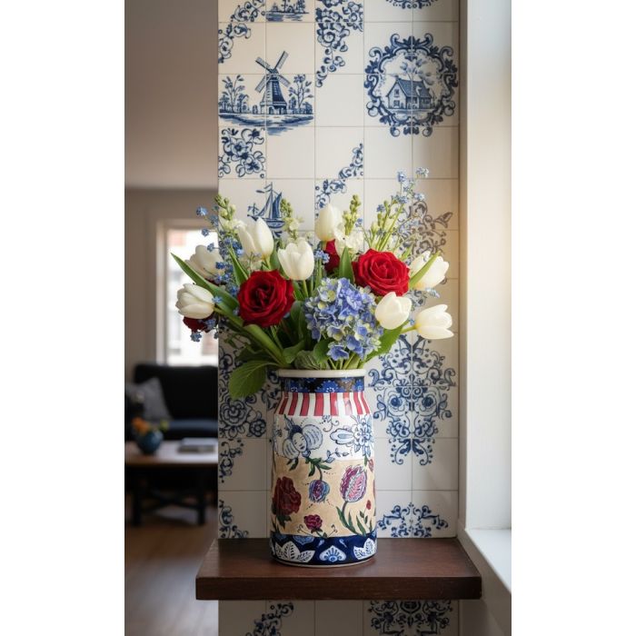 Seven Roses Milk Can Vase, 25 cm