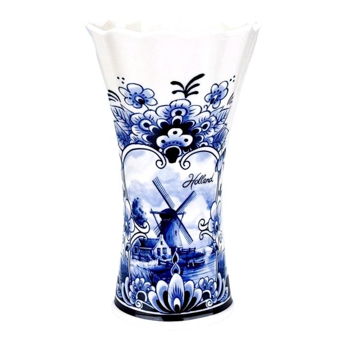 Vase - Delft Blue Motif with Windmill, 18 cm
