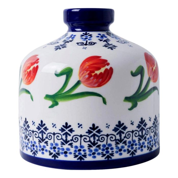 Round vase with Orange tulips