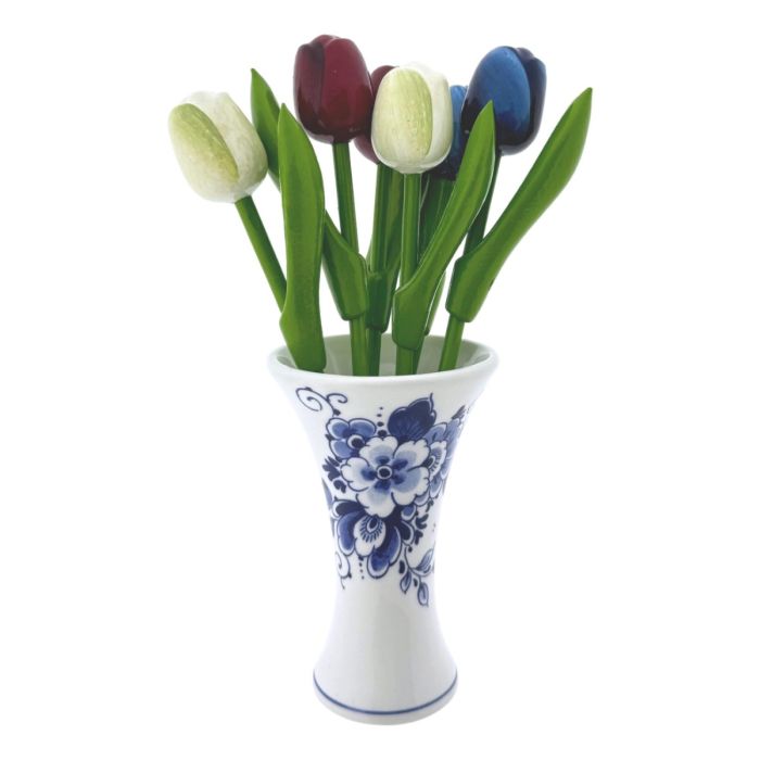 Vase with Flowers - Red/White/Blue
