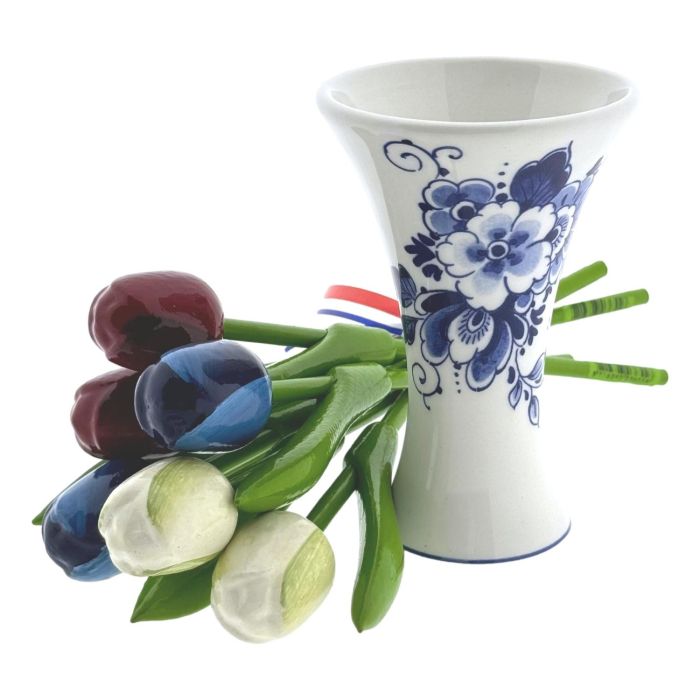 Vase with Flowers - Red/White/Blue