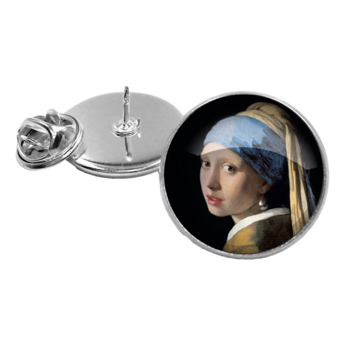 Lapel Pin Glass Vermeer Girl with Pearl