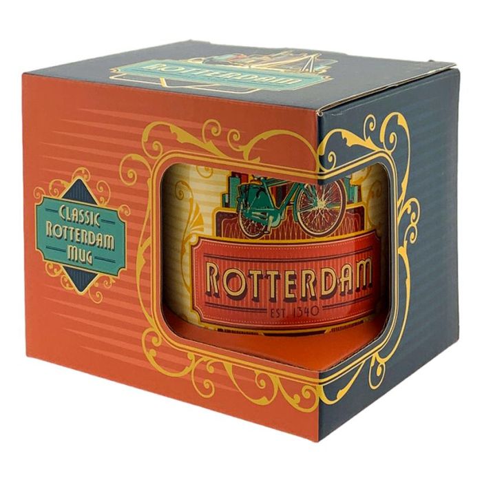 Beker Vintage Rotterdam Skyline Fiets Rood - Groot