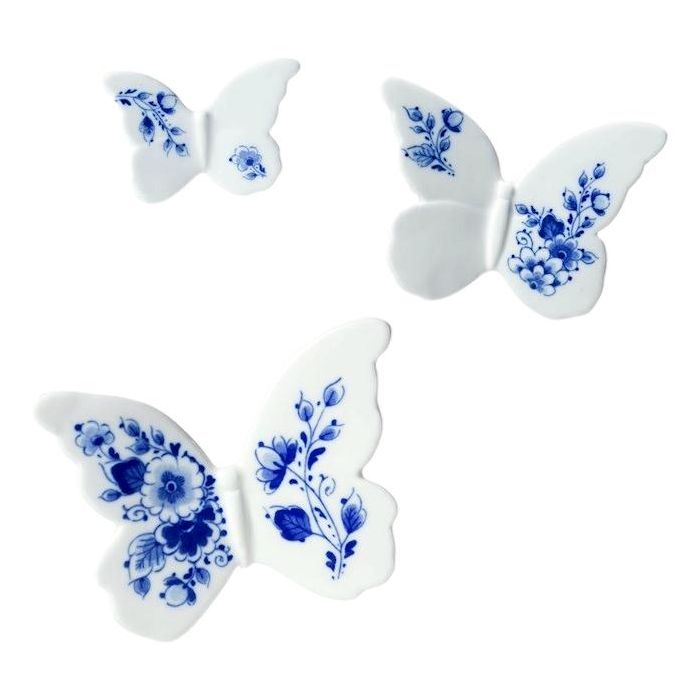 Butterfly Wall Art - Delft Blue - Set of 3
