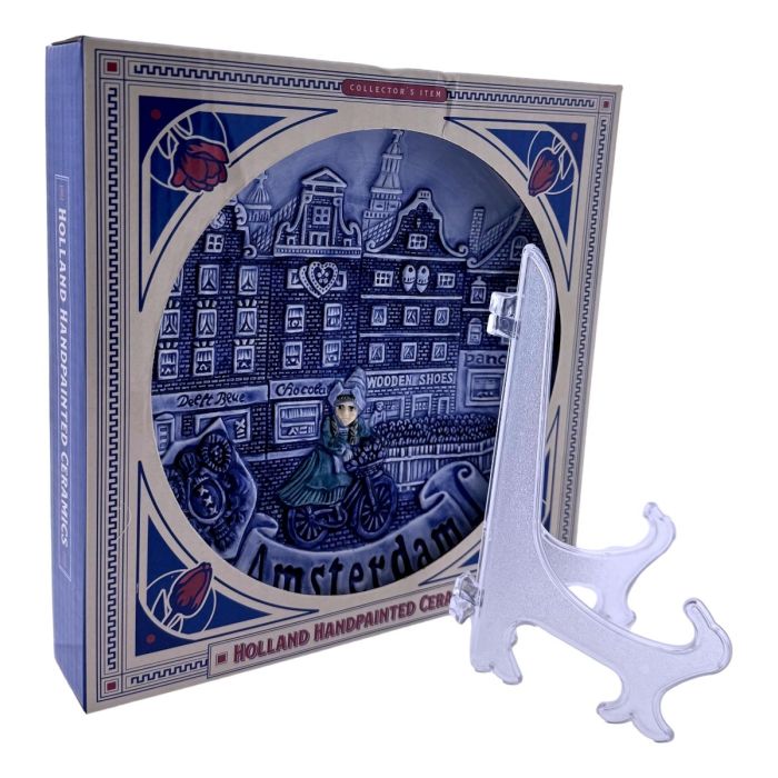 Wall Plate Amsterdam  - Canal Houses and Bicycle - 10 cm (small)