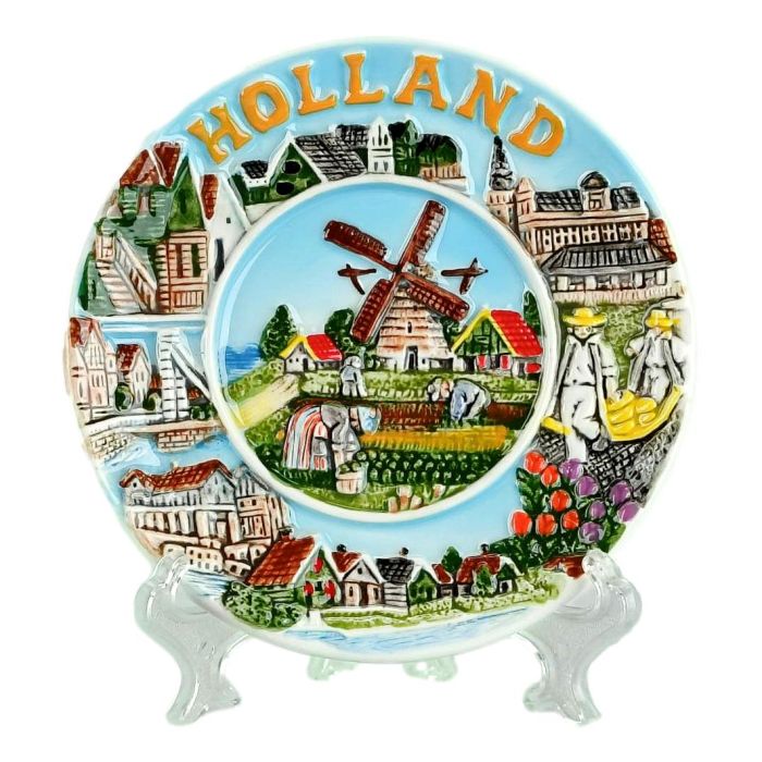 Wandbord Molen en Hollands Landschap - 10 cm (klein)