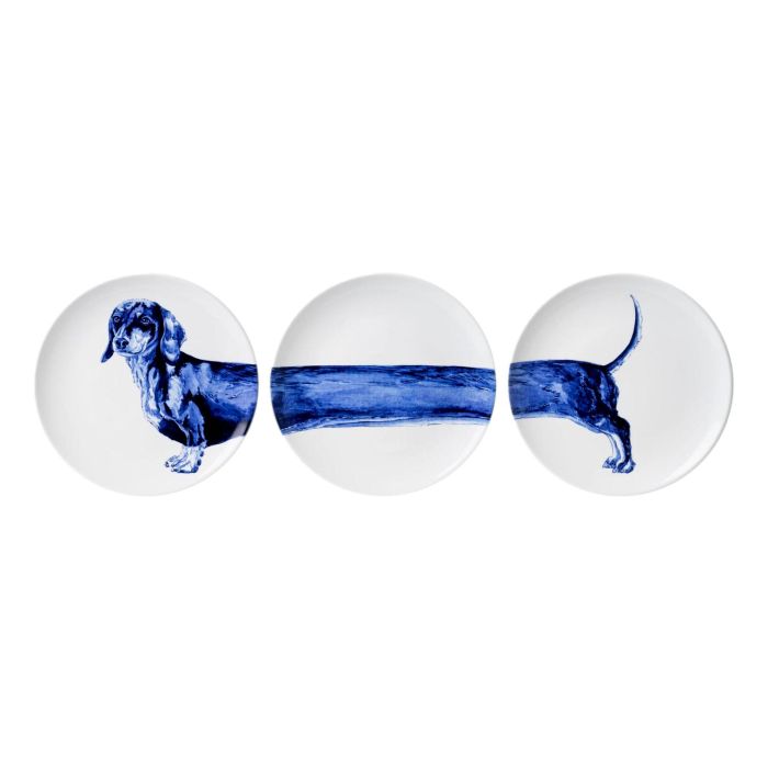 Dachshund Wall Plate - Triptych - Ceramic - 26 cm