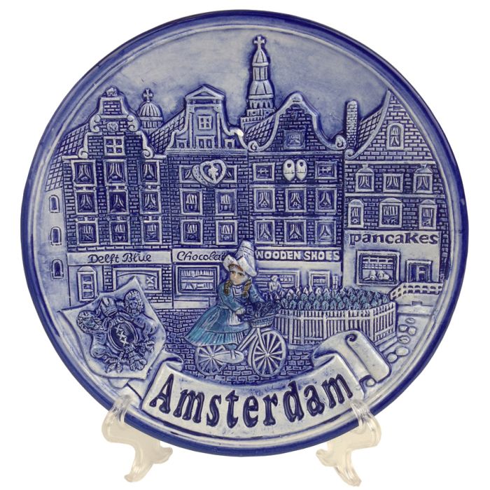 Wandbord meisje op de fiets in Amsterdam, 15cm