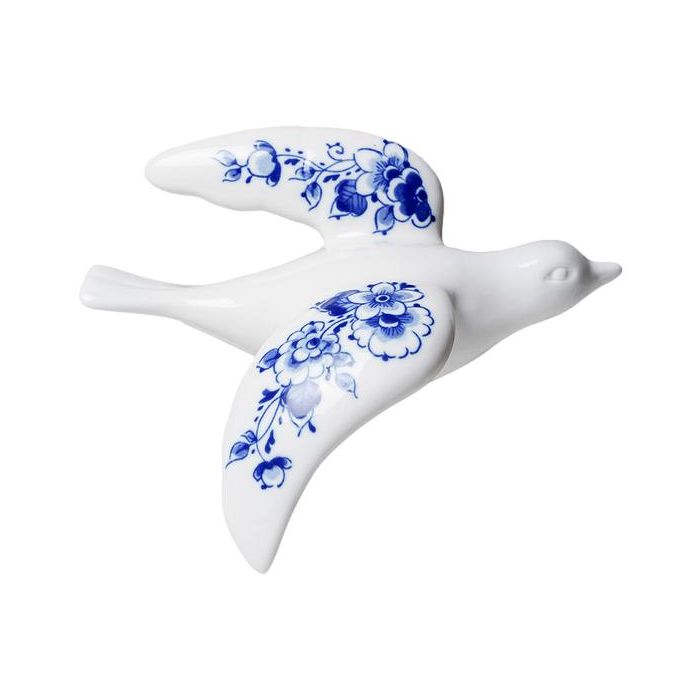 Wall bird 4 - Ceramic - Delft blue - 16 cm