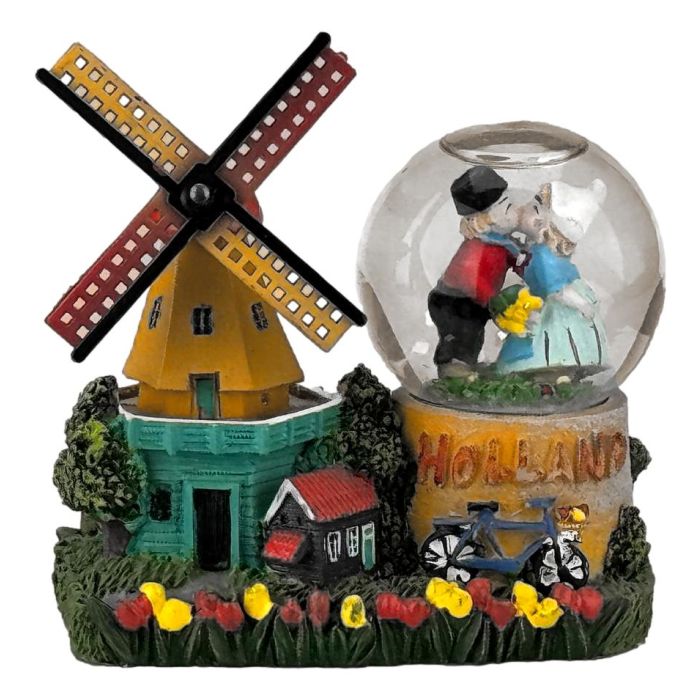 Snow Globe Windmill with Kissing Couple - M 