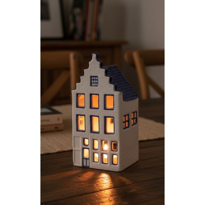 Waxinelichthouder Huisje  1 - Trapgevel - 13 cm