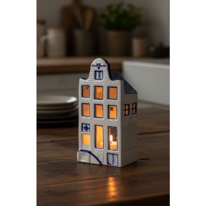 Waxinelichthouder Huisje 2 - Klokgevel - 15 cm