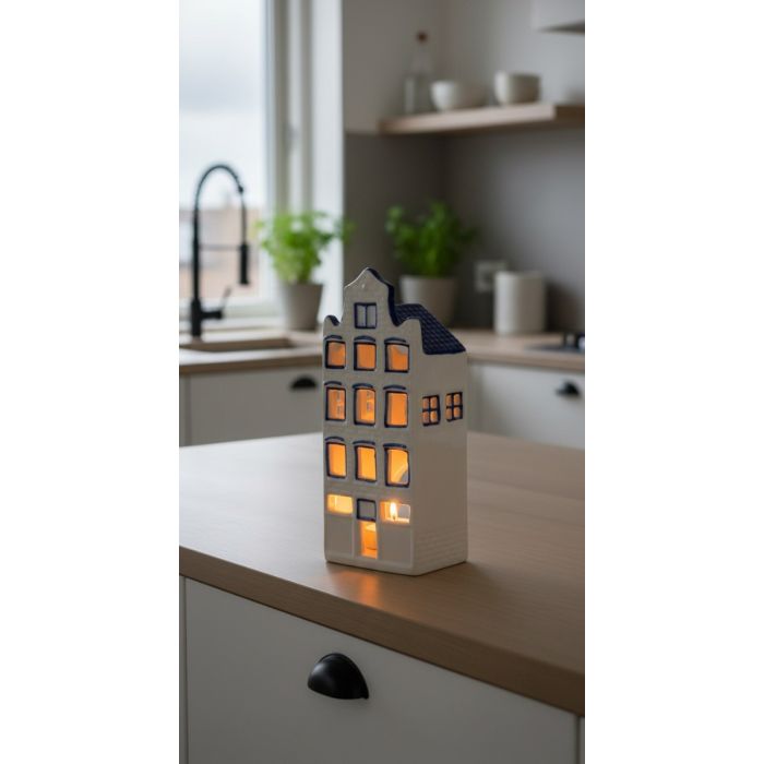 House 3 Tealight Holder - Raised Gable - 16.5 cm
