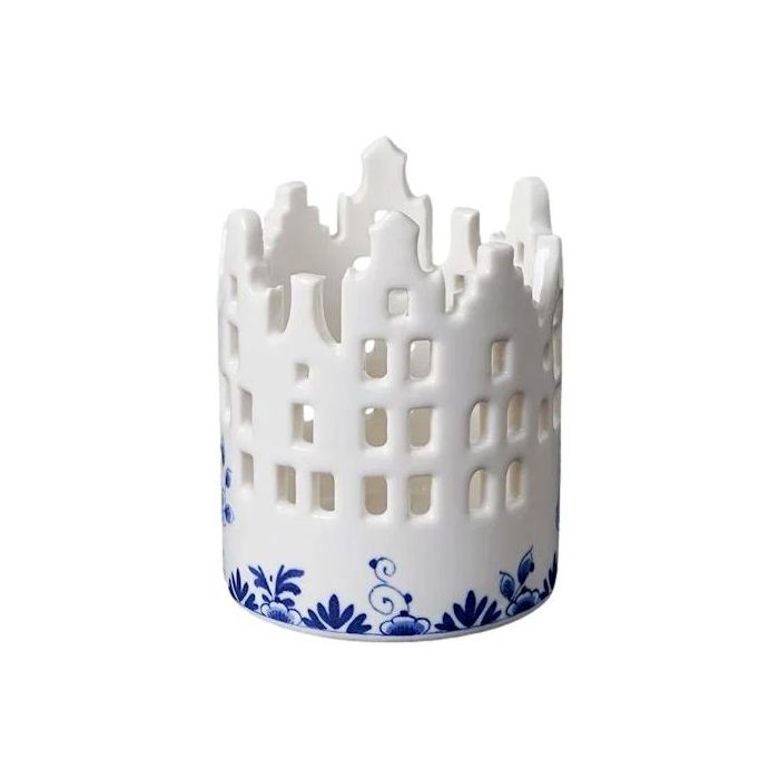 Theelichthouder Huisjes Delfts Blauw Klein
