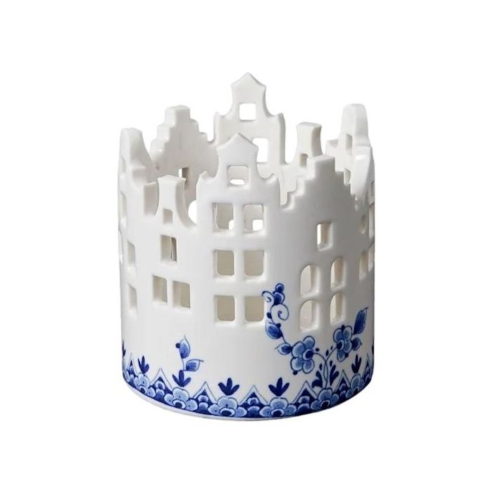 Theelichthouder Huisjes Delfts Blauw Medium