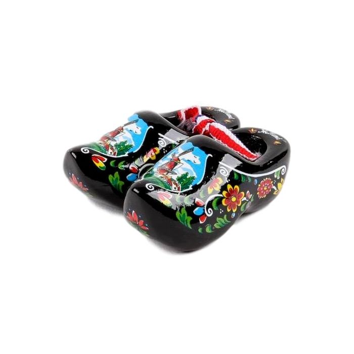 Set houten klompjes 6cm, Zwart