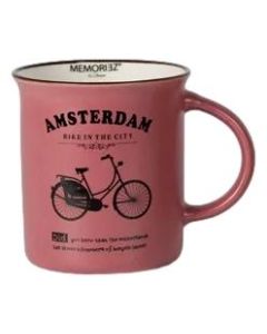 Mok Memoriez - Amsterdamse Fietsen - Mat Fuchsia, Groot